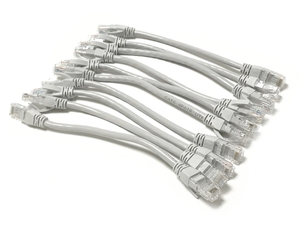 LANケーブル (10本セット) CAT6対応 短尺 (長さ20cm) (グレー)