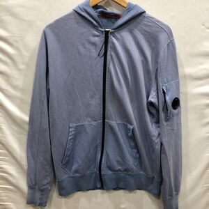 【C.P.COMPANY】シーピーカンパニー Light Fleece Zipped Hooded Sweatshirt ジップパーカー Lサイズ コットン ブルー ts202411