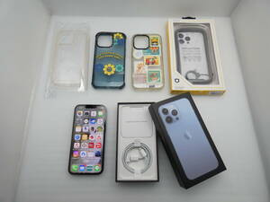 ☆Apple iPhone13 Pro 128GB シエラブルー A2636 MLUK3J/A SIMフリー バッテリー最大容量85％ 本体・箱・各種付属品 USED 良品☆