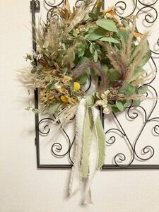 Handmade◆ハンドメイド◆ドライフラワー◆◆◆リース◆壁掛け◆壁飾り◆ユーカリ＊パンパスグラスbotanical wreath◆直径30㎝＊＊＊