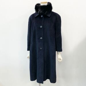 ③2-6 最高級毛皮 SAGA FOX FUR サガフォックス GRAN-MODA アンゴラ100% アンゴラコート ロングコート ブラック 7AR S レディース