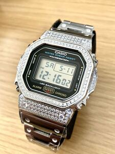 新品 フルメタル CASIO カシオG-SHOCK GショックDW-5600UE DW-5600 カスタム 本体付き デジタル腕時計 ステンレス ジルコニア 人工ダイヤ
