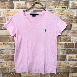 RALPH LAUREN SPORT ラルフローレン メンズ ワンポイント刺繍 Vネック 半袖Tシャツ 小さいサイズ XS ピンク