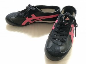 着用回数極少 オニツカタイガー スニーカー Onitsuka Tiger レディース THL7C2 MEXICO 66 ブラック × ピンク 23.0cm F581211 PI 入手困難