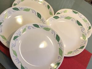 CORELLE コレール プレート 大皿 26㎝ 5枚 希少なリーフ柄 強化ガラス 収納 省スペース 食洗機最適 シンプル 機能的