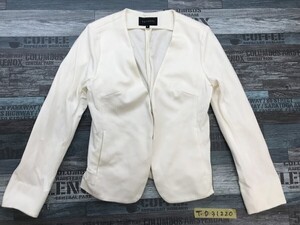 TALBOTS タルボット レディース ノーカラー ストレッチ ジャケット 0 白