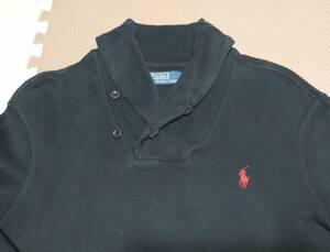 送料無料●POLO Ralph Lauren●ラルフローレン●ハイネック●襟付きスウェット●トレーナー●M 175/96A●ブラック●ロゴ刺繍：赤●浜ちゃん