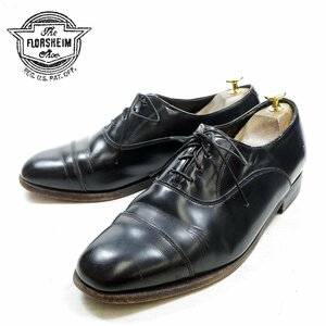 9-3E表記 27cm相当 Florsheim フローシャイム 内羽根 ストレートチップ キャップトゥ レザーシューズ ドレスシューズ ブラック/24.1.18/P2