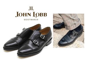 27万新品◆7H=26.5㎝◆JohnLobb ジョンロブ WILLIAMⅡ黒レザーダブルモンクシューズ 1円