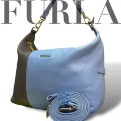 FURLA　フルラ　アクセサリーポーチ　2way　オールレザー　バイカラー　ロゴ