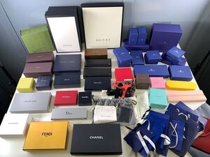 ★大量 まとめ売り ブランド 空箱 41箱 ＋その他 アクセサリーボックス 保存袋 PRADA GUCCI CHANEL DIOR Tiffany 空き箱 中古品 管理L447