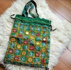 ミラーワーク トートバッグ みどり　　BAG①