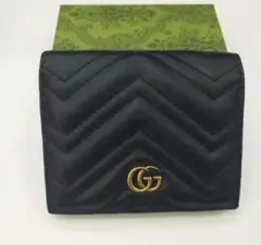 美品✨GUCCI グッチ　キルティング　GGマーモント　二つ折り財布　黒