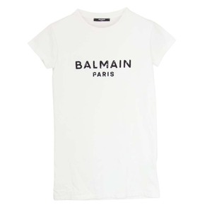 BALMAIN バルマン スパンコール ロゴ ワンピース 半袖 Tシャツ ホワイト系 10A【中古】