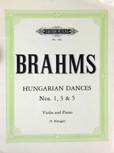 ブラームス ハンガリー舞曲 第1, 3, 5番 /Klengel編 (バイオリン+ピアノ) 輸入楽譜 Brahms Hungarian Dances Nos. 1, 3 & 5 洋書