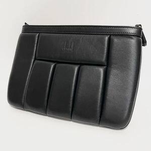 ★極上美品 dunhill ダンヒル ジップポーチ クラッチ スモール ラムレザー メンズ 男性 ブラック 黒【鑑定済み 本物保証】