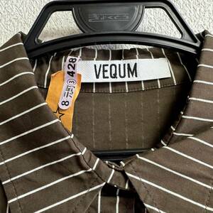 VEQUM ベクム ストライプシャツ オーバーサイズのシルエット フリーサイズ 長袖 秋冬コーデ ブランド レディース ブラウン系 大きいサイズ