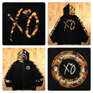 ★激レア★ XO × BAPE シャーク パーカー Lサイズ a bathing ape The Weeknd shark full zip hoodie エイプ ベイプ orange camo 迷彩 y34