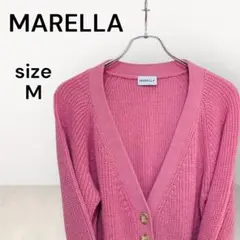 マレーラ MARELLA Vネック カーディガン ピンク レディース Mサイズ