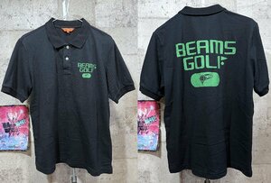 BEAMS GOLF ビッグロゴ ポロシャツ M メンズ ビームス ゴルフ ブラック