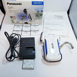 中古 送料込 Panasonic HX-WA30 デジタル ムービー カメラ 防水 パナソニック + バッテリーチャージャーVW-BCX2 互換バッテリーおまけ付