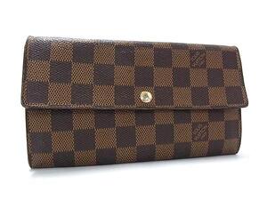 1円 LOUIS VUITTON ルイヴィトン N61734 ダミエ ポルトフォイユサラ 二つ折り 長財布 ウォレット 札入れ 小銭入れ ブラウン系 FK1921