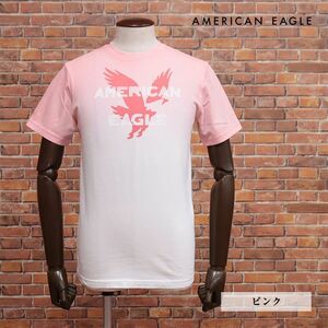 AMERICAN EAGLE/Sサイズ/丸首Tシャツ 0181-2866 ジャージー快適 グラデーション ロゴ プリント 半袖 新品/ピンク/ih153/