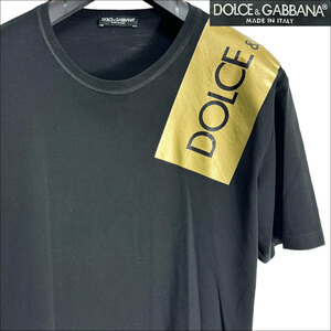 J3112 超美品 ドルチェ&ガッバーナ テープロゴ ボックスロゴ Tシャツ ブラック 48 DOLCE&GABBANA