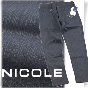 新品1円～★ニコル セレクション NICOLE selection メンズ ストレッチ 光沢 ストレートパンツ 50 LL ネイビー オールシーズン 本物◆4813◆