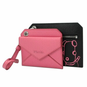 プラダ カードケース PRADA ドッグイラストミラー付き バッグストラップ 1TL360 2CEV F014A SAFFIANO C.6X2X / NERO+BEGONIA レディース 