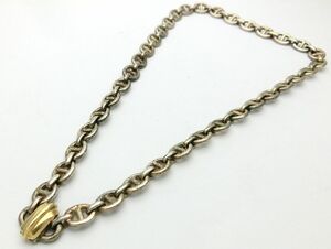 1000円スタート アンカーチェーンネックレス GUCCI グッチ 925×750 コンビ 総重量約35.3g シルバー ゴールド アクセサリー 10 D214