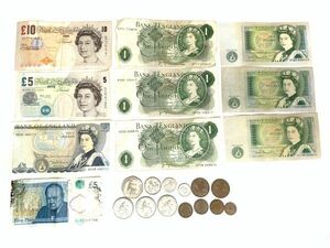 当時物 英国 ポンド 紙幣 硬貨 32ポンド以上 まとめてセット 旧札 旧紙幣 コイン イギリス UK