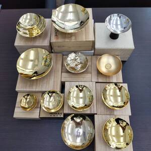 【K21A】金杯などまとめて 金杯 24KGP 贈答品 菊 他 縁起物 記念品 金メッキ ゴールド 盃 飾り物