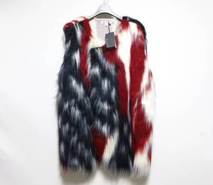 送料無料 定価7.7万 新品 MASU MARBLE FLAG FUR VEST 48 エムエーエスユー マーブル フラッグ ファー ベスト