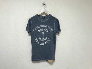 本物ディーゼルDIESELコットンプリント半袖Tシャツサーフアメカジミリタリービジネススーツ青染めブルー柄12キッズレディースインド製子供