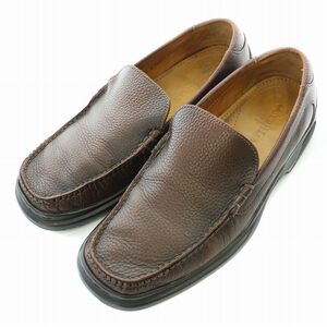 コールハーン COLE HAAN スリッポン ローファー シューズ スクエアトゥ ローヒール レザー US8 25.5cm 茶 ブラウン /BB メンズ