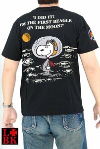 ロウブロウナックル×スヌーピー アストロノーツスヌーピー半袖Tシャツ◆ロウブロウナックル ブラックLサイズ 554401 刺繍 宇宙