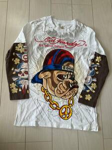 Ed Hardy ダブルスリープ ブルドック キラキラ LARGE 白