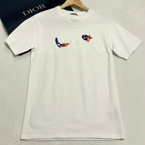 極美品□DIOR×KENNY SCHARF ディオール オム ケニーシャーフ 193J685D0554 ロゴ刺繍 コットン 半袖Tシャツ/カットソー 白 XXS 正規品