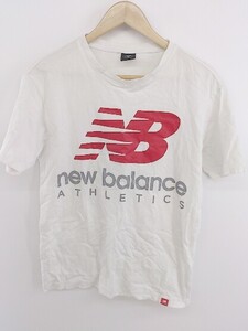 ◇ NEW BALANCE ニューバランス ロゴ プリント 半袖 Tシャツ カットソー サイズXS ホワイト レッド グレー系 メンズ P