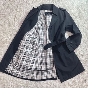 ◎美品◎ BURBERRY BLACK LABEL バーバリーブラックレーベル トレンチコート ライナー ロングコート ノバチェック メンズ 黒 ベルト 