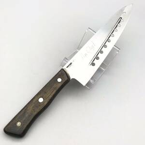 Jin Chef MO-V 包丁 庖丁 刃渡り 約20.5cm 全長 約32.2cm 牛刀 万能 三徳 和包丁 両刃 刃物 調理器具 料理道具 切れ味良好 スチール 木柄