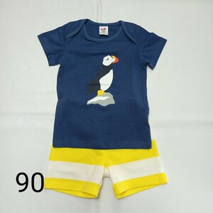 【未使用】90 ベビー 幼児 男の子 セットアップ 上下セット 半袖 Tシャツ 鳥 ショートパンツ パンツ ボーダー カジュアル 普段着