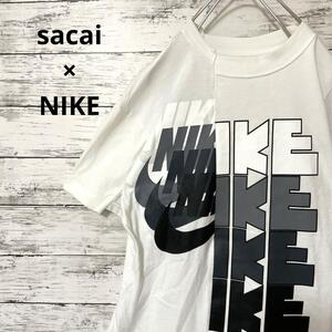 sacai × NIKE ハイブリッド再構築Tee 白 人気 コラボ XS