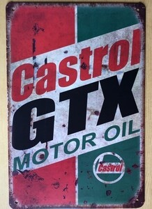 Castrol カストロール ビンテージ加工 ブリキ看板 レトロ ヴィンテージ アンティーク