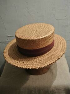 Vintage wormser boater hat ヴィンテージ ボーターハット カンカン帽 赤 レッド ストライプ 7 1/4 58cm 57cm ステットソン stetson