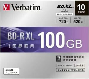 Verbatim バーベイタム(三菱化学メディア) 4倍速対応BD-R XL 10枚パック 100GB ホワイトプリンタブル VB