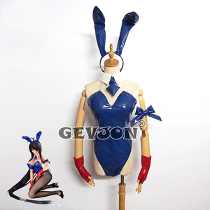 コスプレ衣装 ハロウィン衣装 レオタード　PU合成革良品　Bunny仮装　「一騎当千」関羽 雲長　バニーガール　ウサギガール　青色　セット