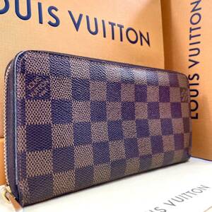 1円★新型/美品★LOUIS VUITTON ルイヴィトン ダミエ ジッピーウォレット ラウンドファスナー 長財布 メンズ ブラウン エベヌ レディース