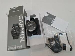 T115[06]T53(スマートウォッチ) 美品 動作品 GARMIN ガーミン vivomove Sport ヴィヴォムーブスポーツ Slate Black 010-02566-40 11/19出品